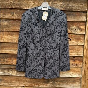 CHARME gray floral brocade blazer